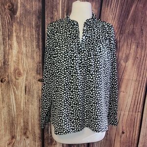 JCrew Mercantile Pintuck Popover Top Size 6 Black/Cream